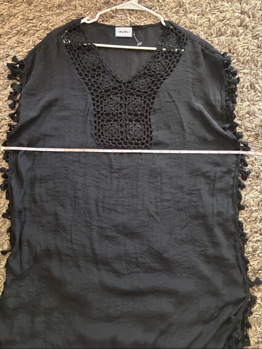 WoWo Black Crochet V-Neck Swim Coverup - Picture 8 of 9